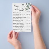 Eukalyptus Over oder Under Brautparty Spielkarte Flyer (Handgriff)