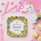 Eukalyptus Palm Boho Square Taufe Pappteller (Party)