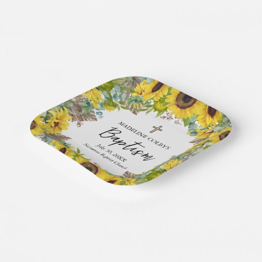 Eukalyptus Palm Boho Square Taufe Pappteller (Gewinkelt)