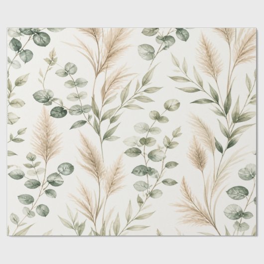 Eukalyptus Pampas Gras Wrap Geschenkpapier (Flach)