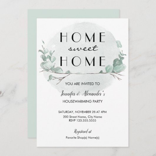 Eukalyptus-Party Einladung (Vorne/Hinten)