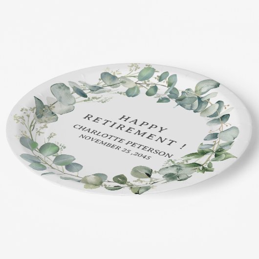 Eukalyptus-Party für Wasserfarben Pappteller (Schrägansicht)