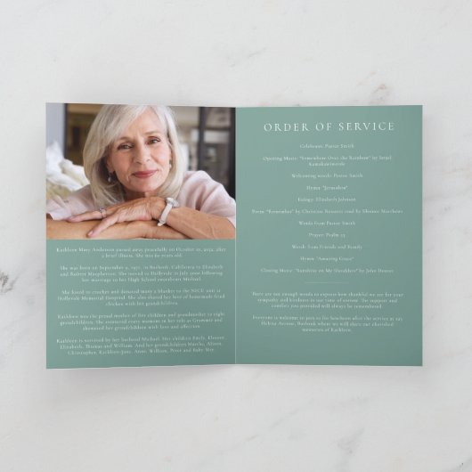 Eukalyptus Pattern Foto Memorial Service Program Programm (Innenseite)