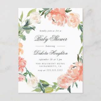 Eukalyptus & Peonies Baby Dusche Einladungspostkarte