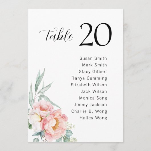 Eukalyptus-Peonies-Hochzeitkarte Programm (Vorderseite)