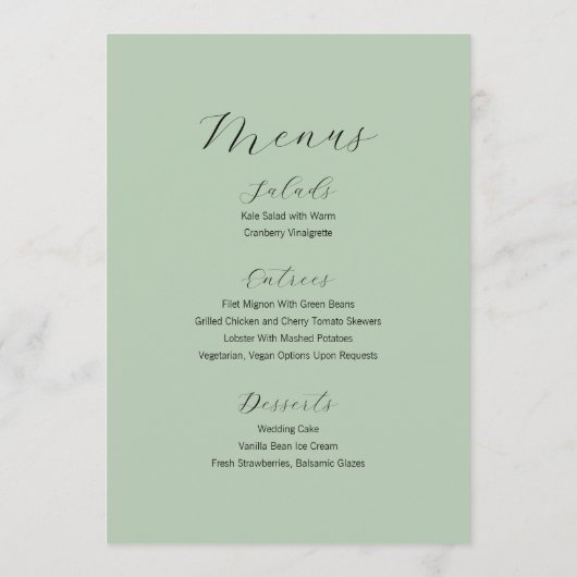 Eukalyptus Peonies Wedding Table Card & Menu Programm (Rückseite)