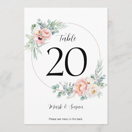 Eukalyptus Peonies Wedding Table Card & Menus Programm (Vorderseite)