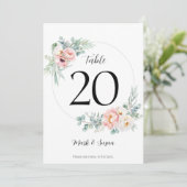 Eukalyptus Peonies Wedding Tischnummer & Menus (Stehend Vorderseite)