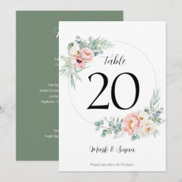 Eukalyptus Peonies Wedding Tischnummer & Menus