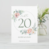 Eukalyptus Peonies Wedding Tischnummer & Menus (Stehend Vorderseite)