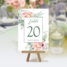 Eukalyptus Peonies Wedding Tischnummer & Menus