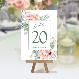 Eukalyptus Peonies Wedding Tischnummer & Menus