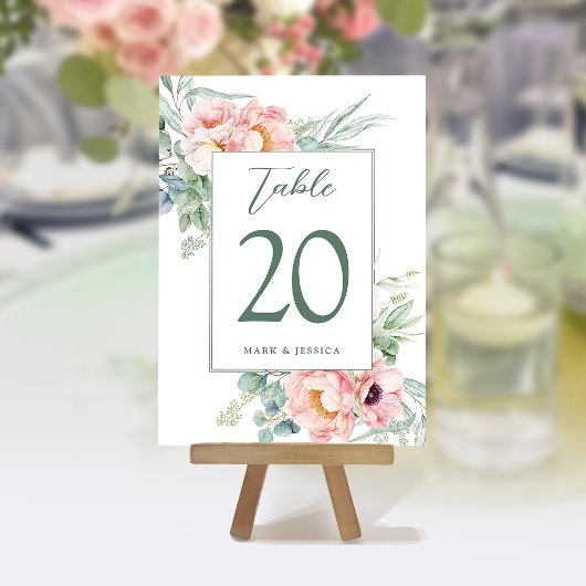 Eukalyptus Peonies Wedding Tischnummer & Menus