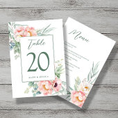 Eukalyptus Peonies Wedding Tischnummer & Menus