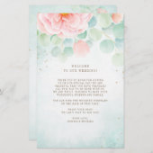 Eukalyptus Peony Floral Wedding Welcome Itinerary (Vorne/Hinten)