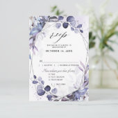 Eukalyptus Periwinkle Lila Geometric Wedding RSVP Karte (Stehend Vorderseite)