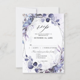 Eukalyptus Periwinkle Lila Geometric Wedding RSVP Karte