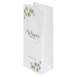 Eukalyptus Personalisiert Bridesmaid Name Geschenktüte Für Weinflaschen