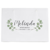 Eukalyptus Personalisiert Bridesmaid Name Große Geschenktüte (Vorderseite)