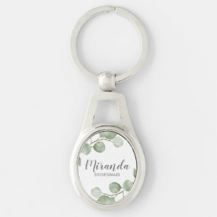 Eukalyptus Personalisiert Bridesmaid Name Schlüsselanhänger