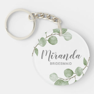 Eukalyptus Personalisiert Bridesmaid Name Schlüsselanhänger