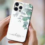 Eukalyptus personalisiert Case-Mate iPhone hülle<br><div class="desc">Schützen und dekorieren Sie Ihr iPhone mit diesem eleganten Gehäuse. Es ist mit Aquarellfarben-Eukalyptus-Blätter in sanften Grüntönen auf weißem Hintergrund dekoriert. Passen Sie es mit Ihrem Namen oder Monogramm an. Original Wasserfarbe © Michele Davies.</div>