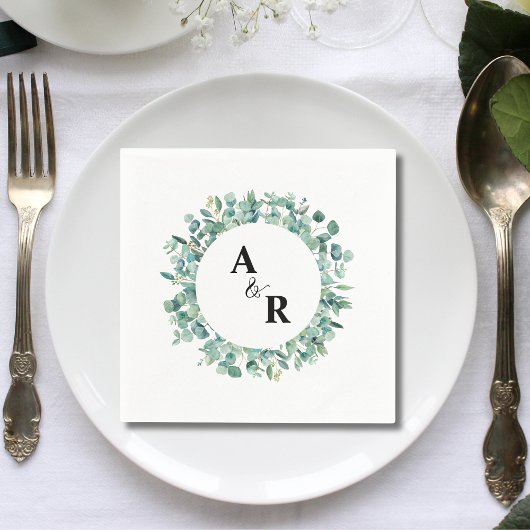 Eukalyptus Personalisiert Monogram Wedelcocktail Serviette