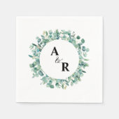 Eukalyptus Personalisiert Monogram Wedelcocktail Serviette (Vorderseite)