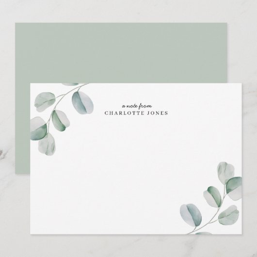 Eukalyptus-Personalisierte Note Mitteilungskarte (Vorne/Hinten)