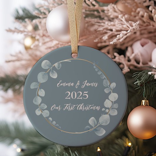 Eukalyptus Personalisierter Wasserfarben Keramik Ornament