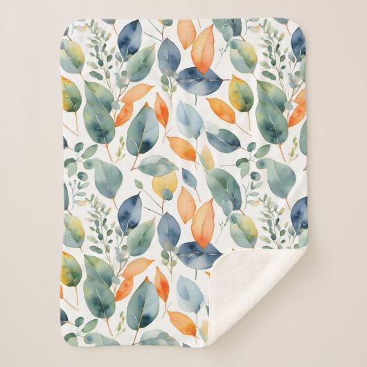 Eukalyptus-Pflanze Grüner Orange 350 Aquarell Sherpadecke (Vorderseite)