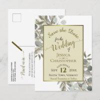 Eukalyptus & Pine Boho Gold Wedding Save the Date