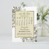 Eukalyptus Pine Calendar Gold Hochzeit Save The Date (Stehend Vorderseite)