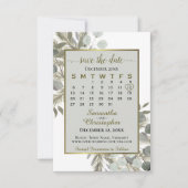 Eukalyptus Pine Calendar Grau Wedding Save The Date (Vorderseite)