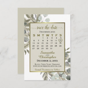 Eukalyptus Pine Calendar Taupe Hochzeit Save The Date