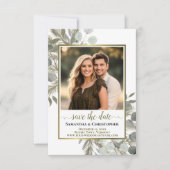 Eukalyptus & Pine Foto Hochzeit im Wasser Save The Date (Vorderseite)