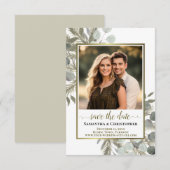 Eukalyptus & Pine Foto Hochzeit im Wasser Save The Date (Vorne/Hinten)