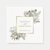 Eukalyptus & Pine Gold & Sage Wedding Serviette (Vorderseite)