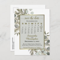 Eukalyptus & Pine Grey Save the Date Calendar