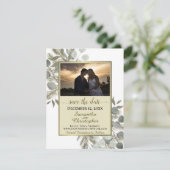 Eukalyptus & Pine mit Foto Gold Wedding Save The Date (Stehend Vorderseite)
