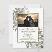 Eukalyptus & Pine mit Foto White Wedge Save The Date (Vorderseite)