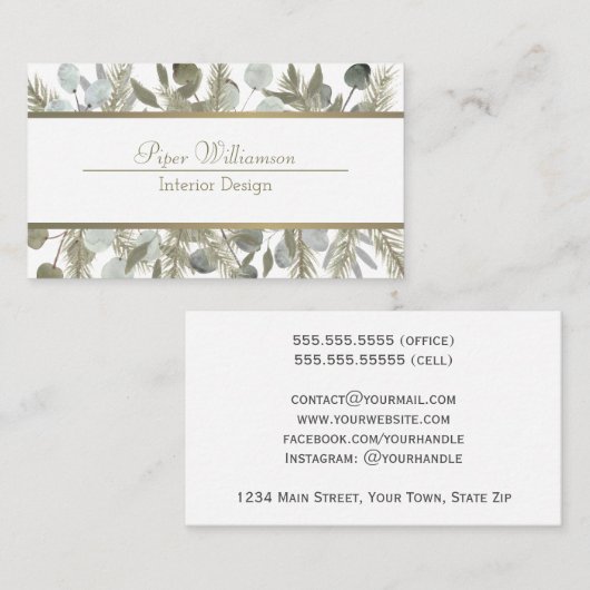 Eukalyptus & Pine Sage & Gold Klasse Weibchen Visitenkarte (Vorne/Hinten)