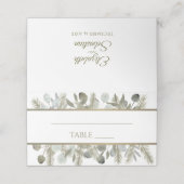 Eukalyptus & Pine Sage Green Gold Wedding Platzkarte (Außenseite Aufgefaltet)