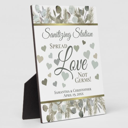 Eukalyptus & Pine Sanitization Station Hochzeit Fotoplatte (Seite)