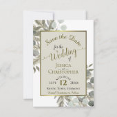 Eukalyptus & Pine Taupe Hochzeit Save The Date (Vorderseite)