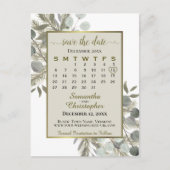 Eukalyptus & Pine Taupe Tan Save the Date Kalender Ankündigungspostkarte (Vorderseite)