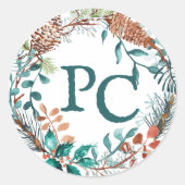 Eukalyptus Pinecone Wreath Runder Aufkleber (Vorderseite)