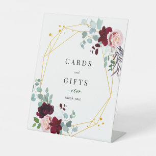 Eukalyptus Pink Bläserner Burgund Karten und Gesch Sockelschild