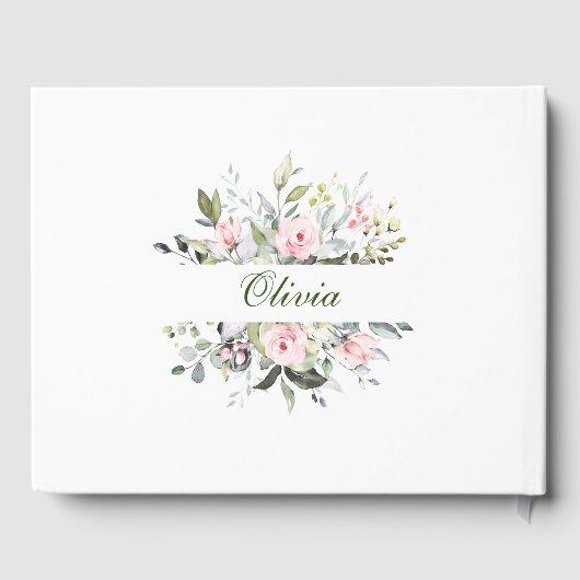 Eukalyptus Pink Blush Rose Brautparty Gästebuch (Rückseite)