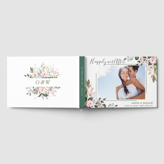 Eukalyptus Pink Blush Rose FOTO Hochzeit Gästebuch (Voll)